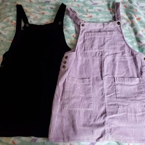Two corduroy overall dresses